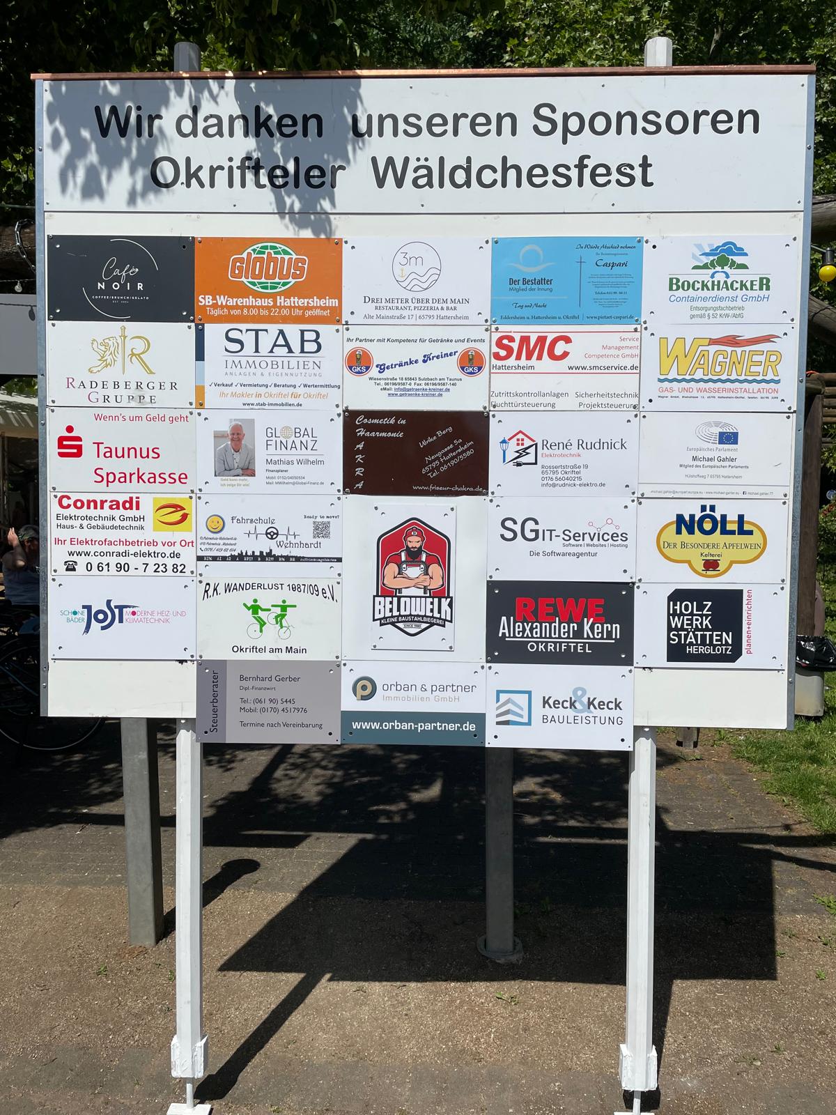 Wir danken unseren Sponsoren die das 74. Wäldchesfest in Okriftel unterstützen